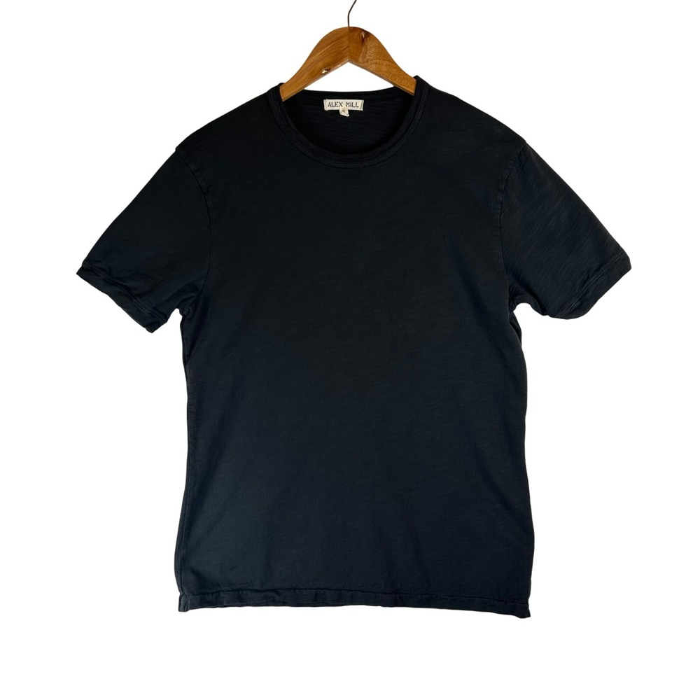 Alex Mill Mens Black Slub Cotton Crewneck Short Sleeve T-Shirt Size Small